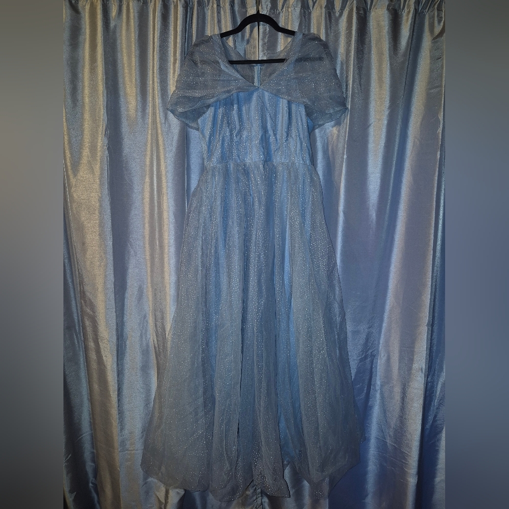 Elegant Blue Gown with Sparkle Details